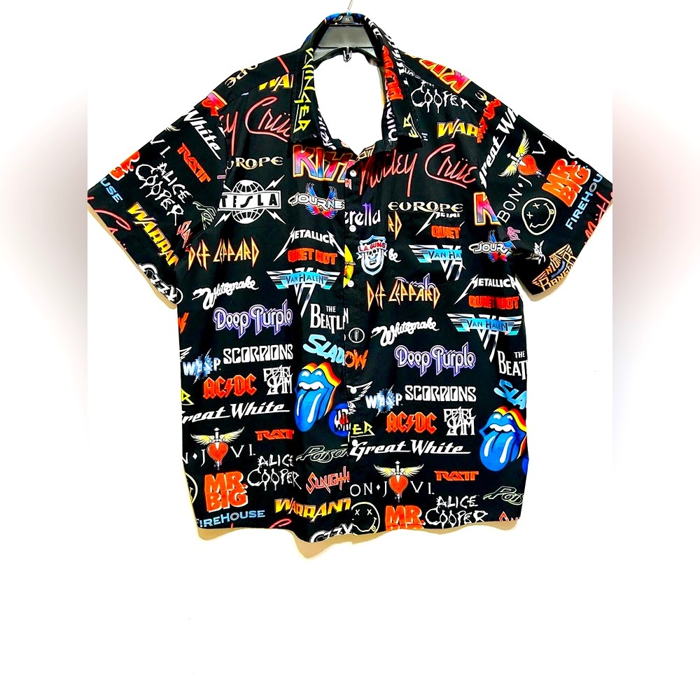 Colorful Vintage Rock Band Logo  Graphic Casual Shirt